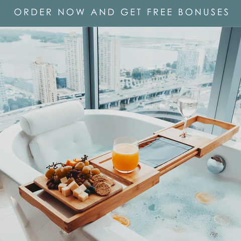 Oferta de cuidado personal: Bath Bridge de LuxeBath™ + Almohada de baño GRATIS + Rosas secas GRATIS 