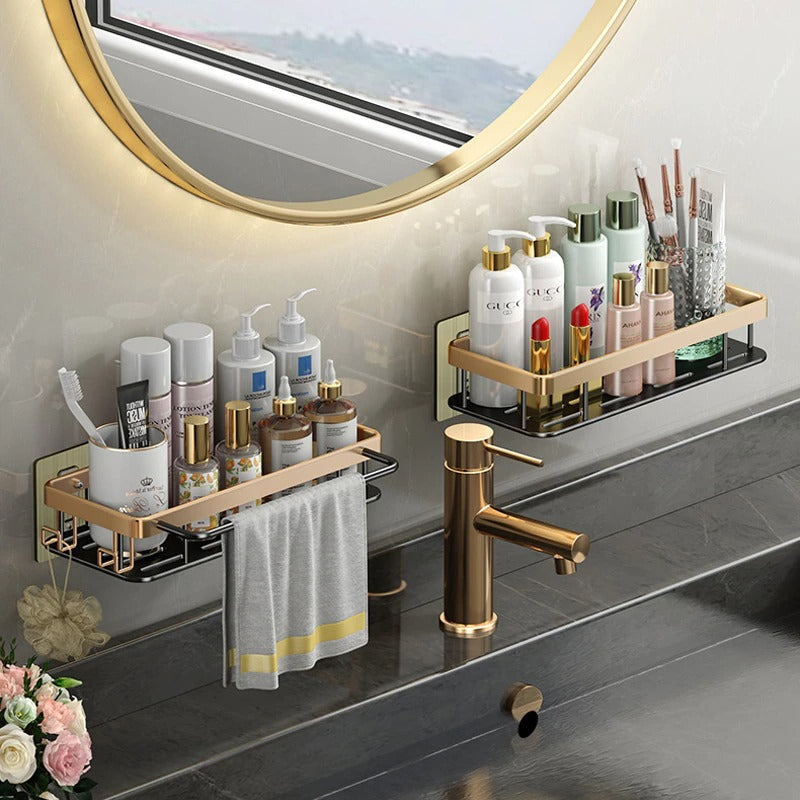 No Drill Bathroom Shelves Luxury Aluminum Bathroom Corner Shelf Shower  Shampoo Shelf with Towel Holder for Bathroom Accessories